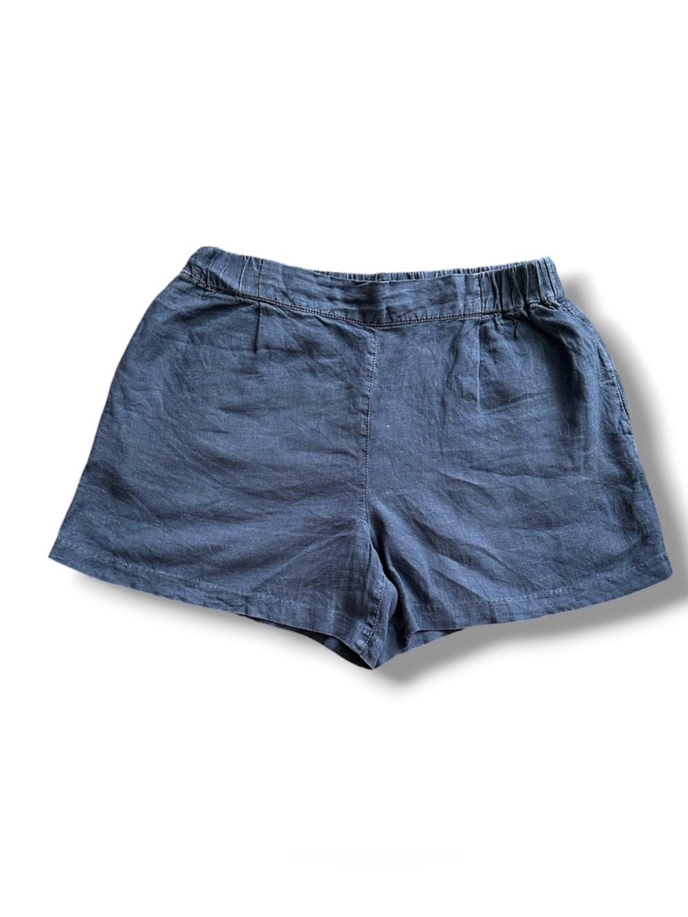 Michael Stars Navy Blue Linen Pull-On Shorts Women’s Size Medium Summer Coastal